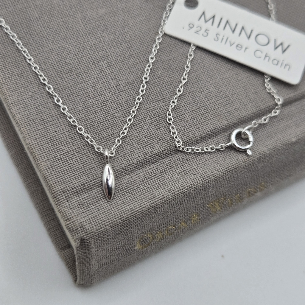 Silver Dainty Tiny Mini Marquise Charm Necklace Boutique Classic Minimalist Boho